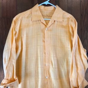 Tommy Bahama L Yellow 100% Linen Button Down Shirt